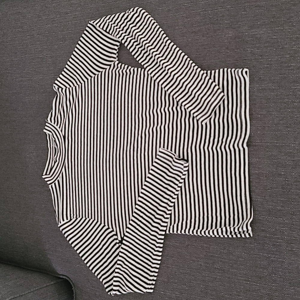 ZARA GIRLS Mock Neck Striped Long Sleeve Shirt 13 14 Ribbed Top Tee Stretchy - Picture 2 of 13